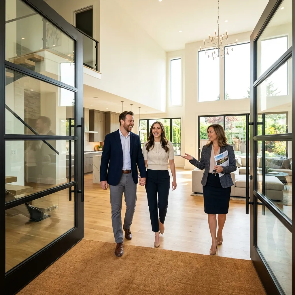 Couple touring a luxury home